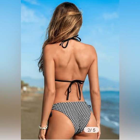 Cupshe Black and White Geometric Bikini | S - Picture 2 of 7